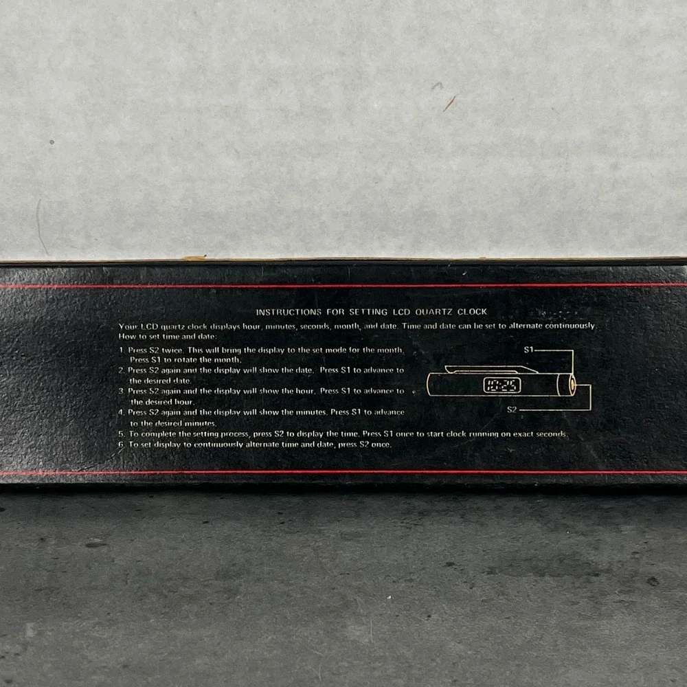Vintage Bank of Lansing Quartz Time Pen LCD Digital Clock Silver Tone Promo Box